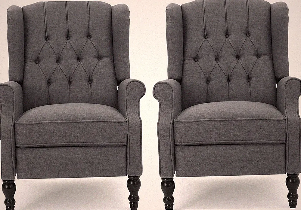 Earlean Fabric Recliner (Set of 2), Charcoal, Dark Brown