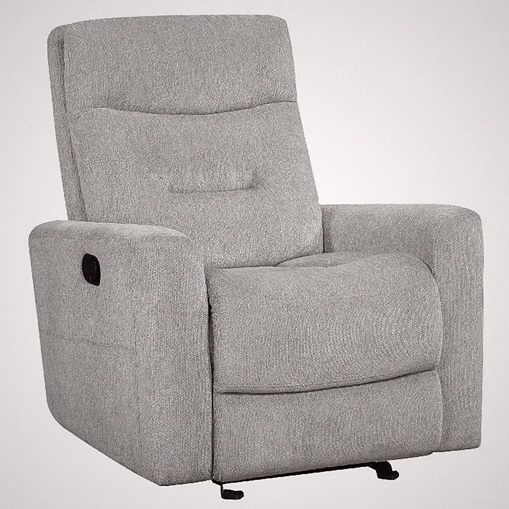 Lyns Manual Glider Recliner Armchair- Soft Gray Chenille- Solid Wood
