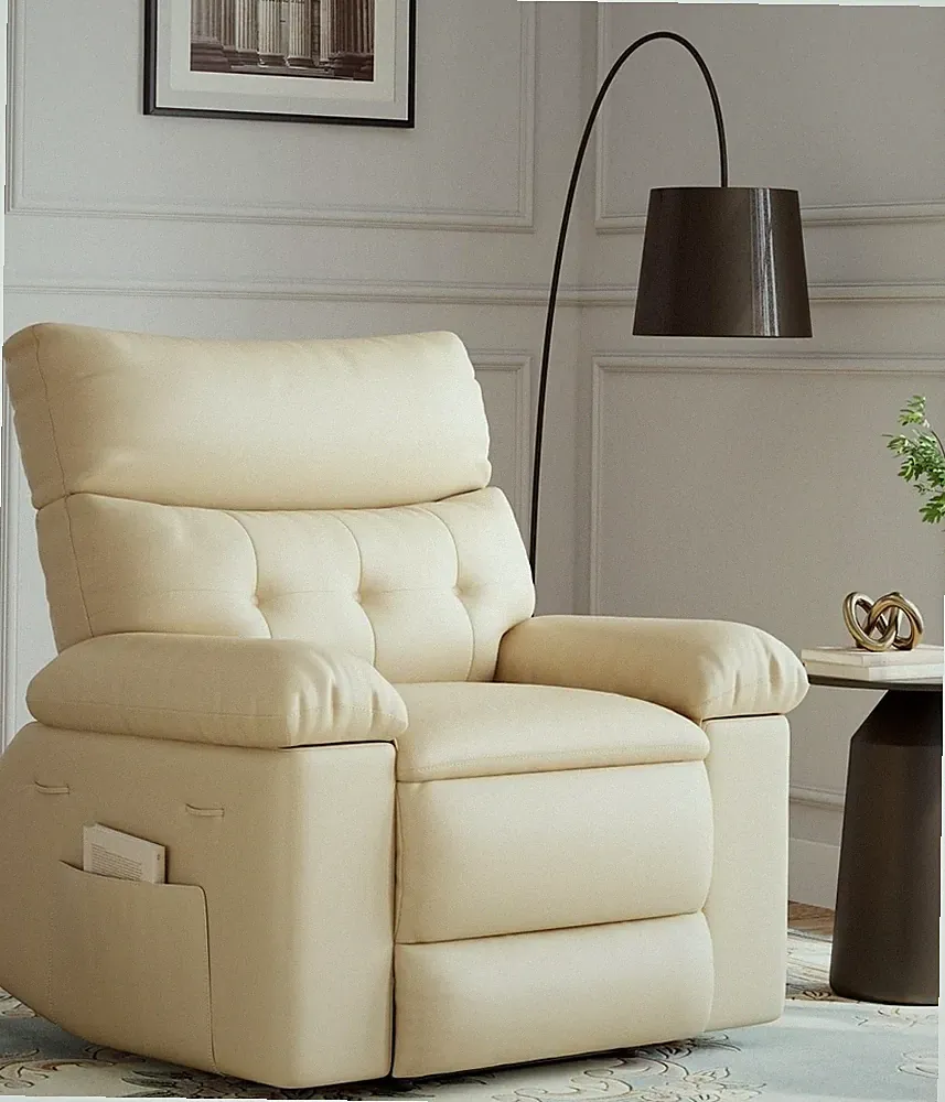 Oversized Manual Recliner Chairs 360° Swivel with Heat and Massage 22"Seat Width