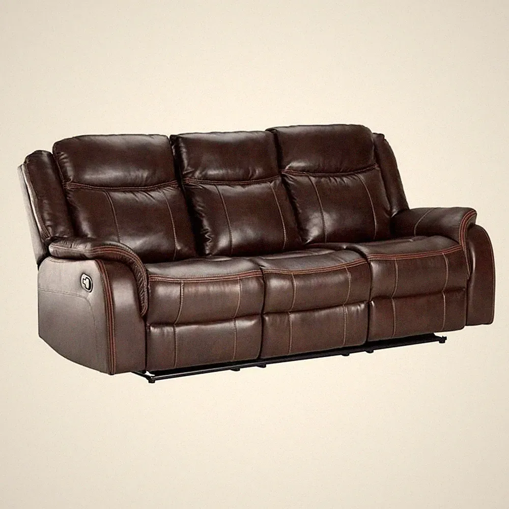 Sunset Trading Avant 86" Faux Leather Dual Reclining Sofa in Brown