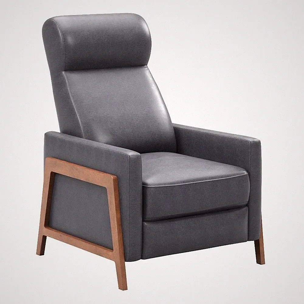 Sunset Trading Edge Pushback Contemporary Leather Recliner in Gray