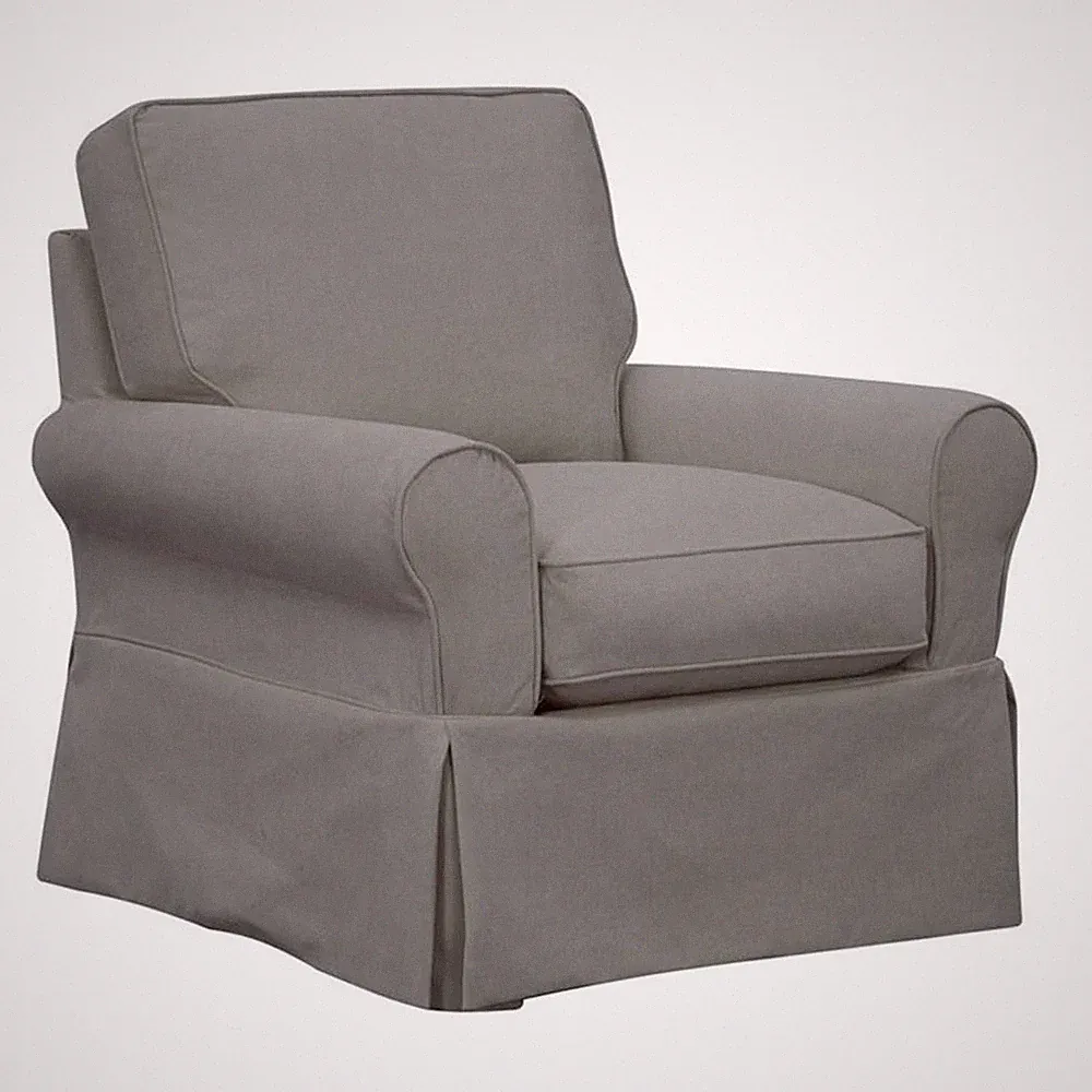 Sunset Trading Horizon Fabric Slipcovered Swivel Rocking Chair in Gray