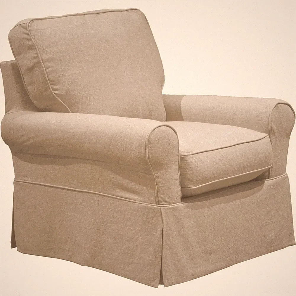 Sunset Trading Horizon Fabric Slipcovered Swivel Rocking Chair in Linen Gray