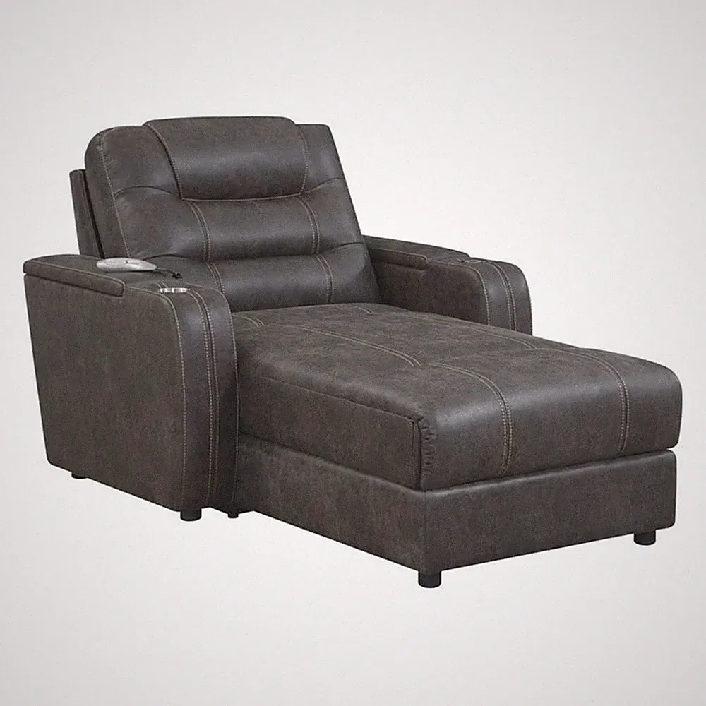 Sunset Trading Power Fabric Reclining Chaise Lounge Chair with Arms in Gray