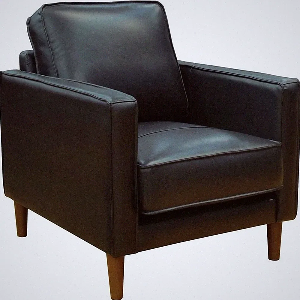 Sunset Trading Prelude 32" Contemporary Top-Grain Leather Armchair in Black